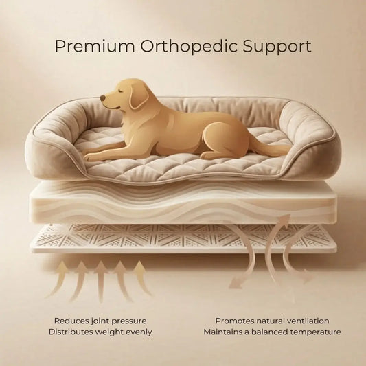 KovePaws Royal orthopedic dog sofa bed with pillow for joint support - KovePaws