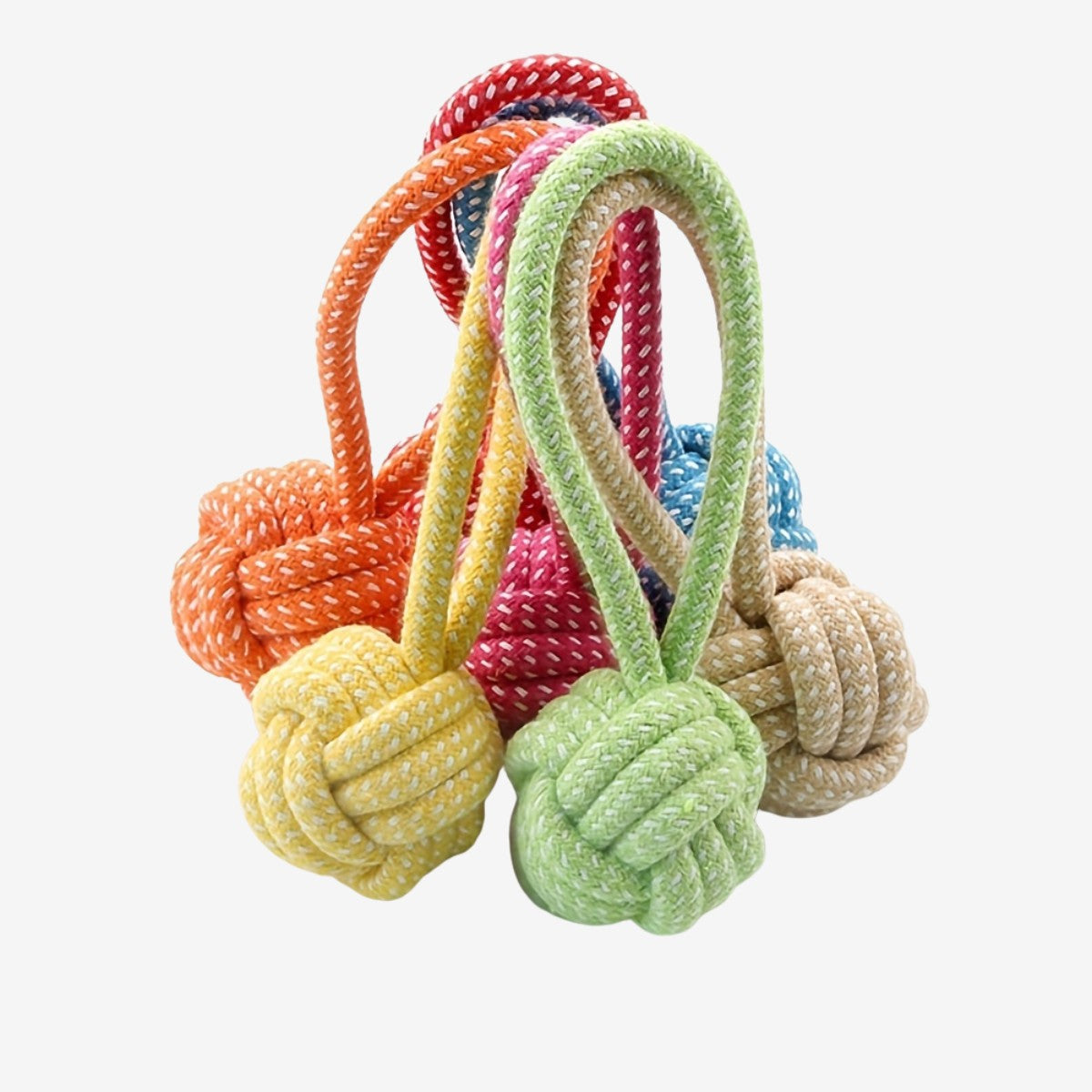 KovePaws portable cotton knot dog rope chew toy with ball - KovePaws