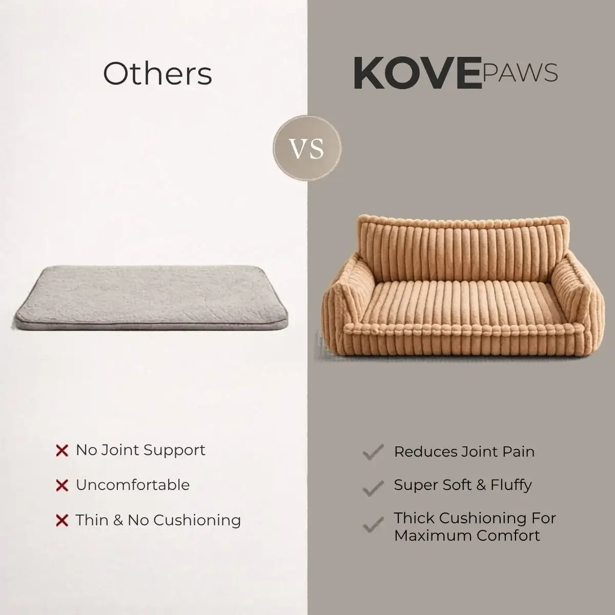 KovePaws Royal orthopedic dog sofa bed with pillow for joint support - KovePaws