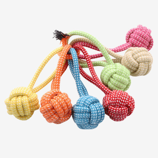 KovePaws portable cotton knot dog rope chew toy with ball - KovePaws