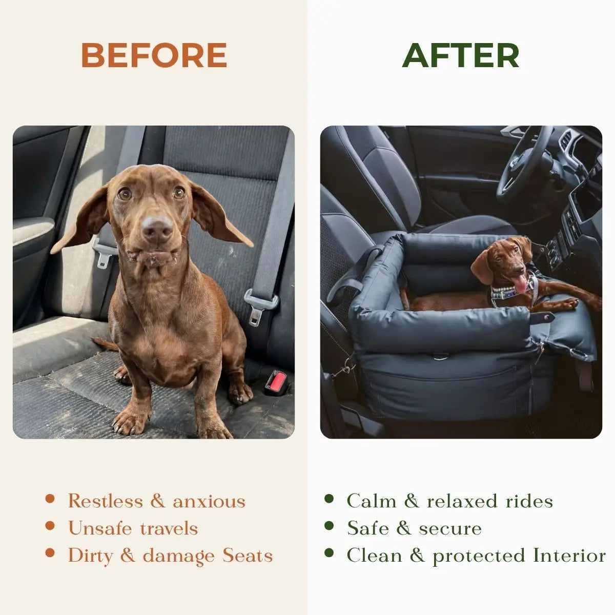 Dog Car Bed with Safety Leash — Waterproof Bed for Anxious Dogs