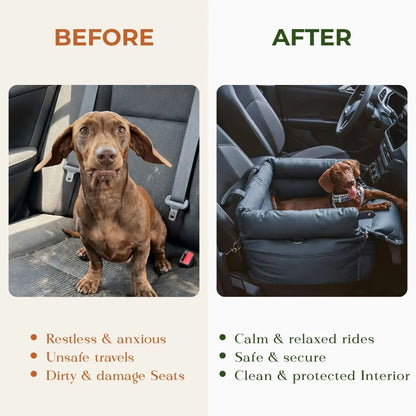 Dog Car Bed with Safety Leash — Waterproof Bed for Anxious Dogs