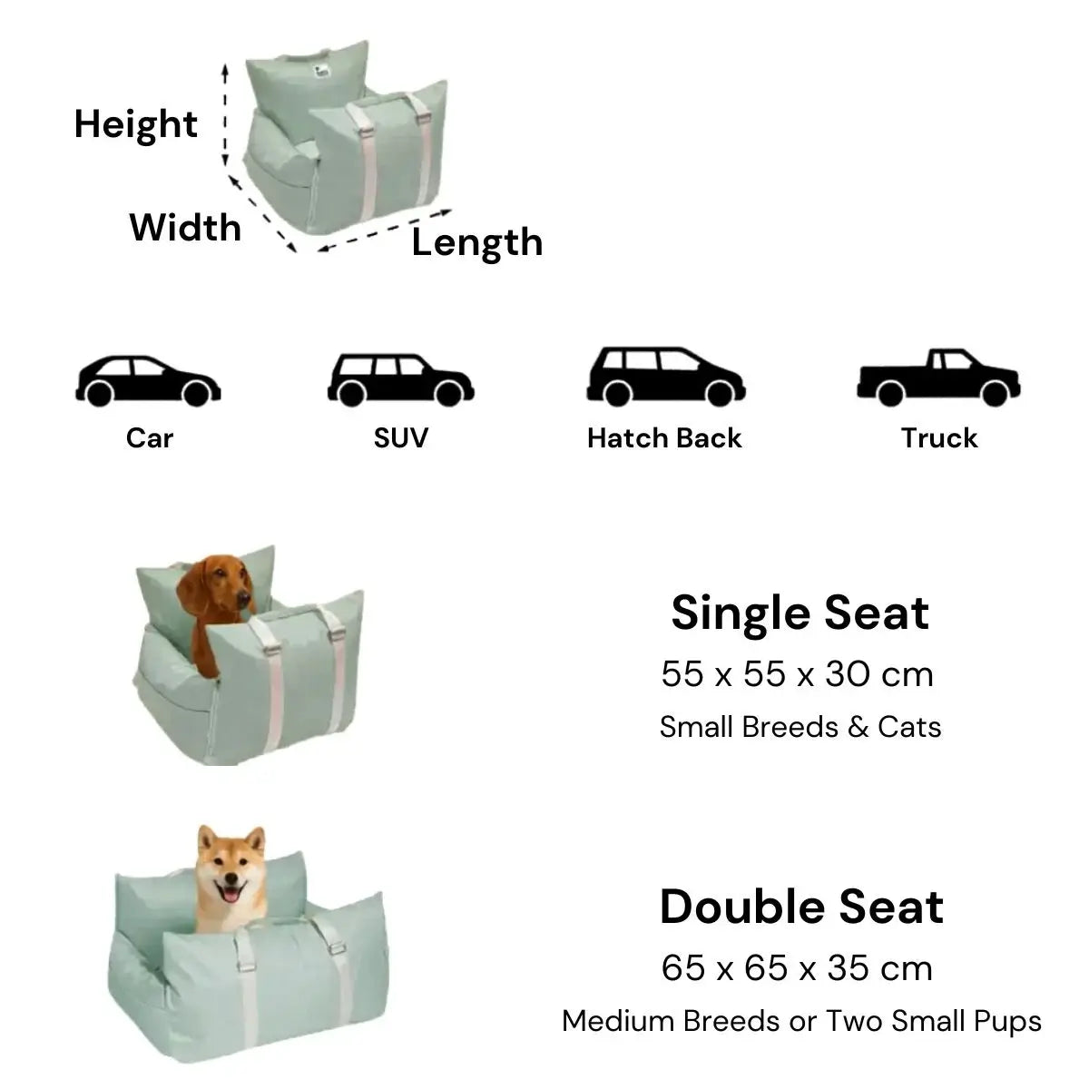 Waterproof travel dog car seat bed with braking protection - KovePaws