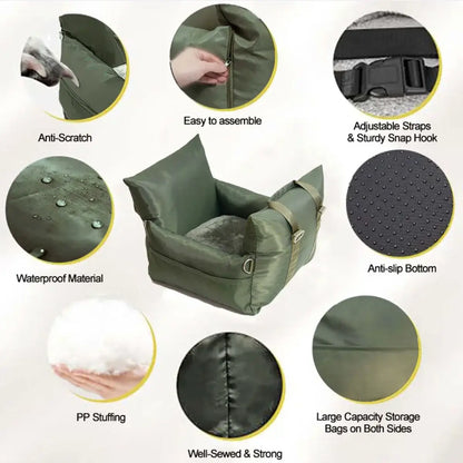 Waterproof travel dog car seat bed with braking protection - KovePaws